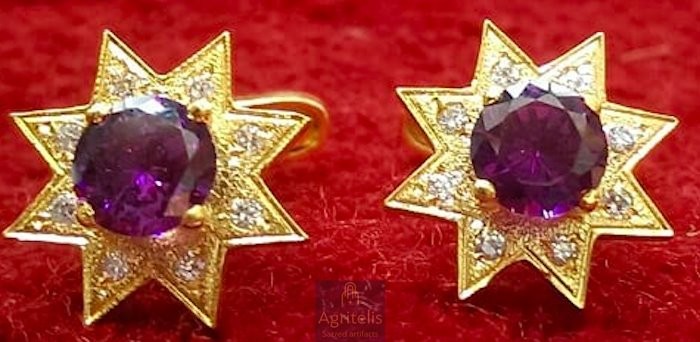 Butoni florali din argint placat cu aur 24K