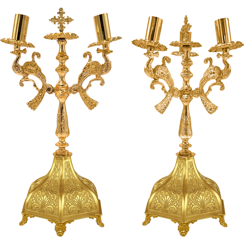 Եկեղեցական երկճրագ ոսկեգույն — 15 × 15 × 35 cm