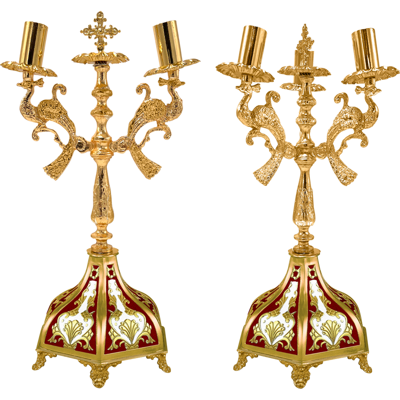 Dikirion and Trikirion — Gold Tone and Enamel — 15 × 15 × 35 cm