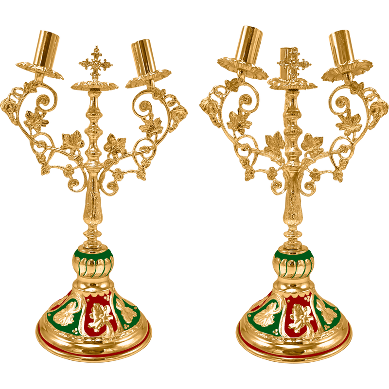 Dikirion and Trikirion — Gold Tone and Enamel — 13 × 13 × 32 cm