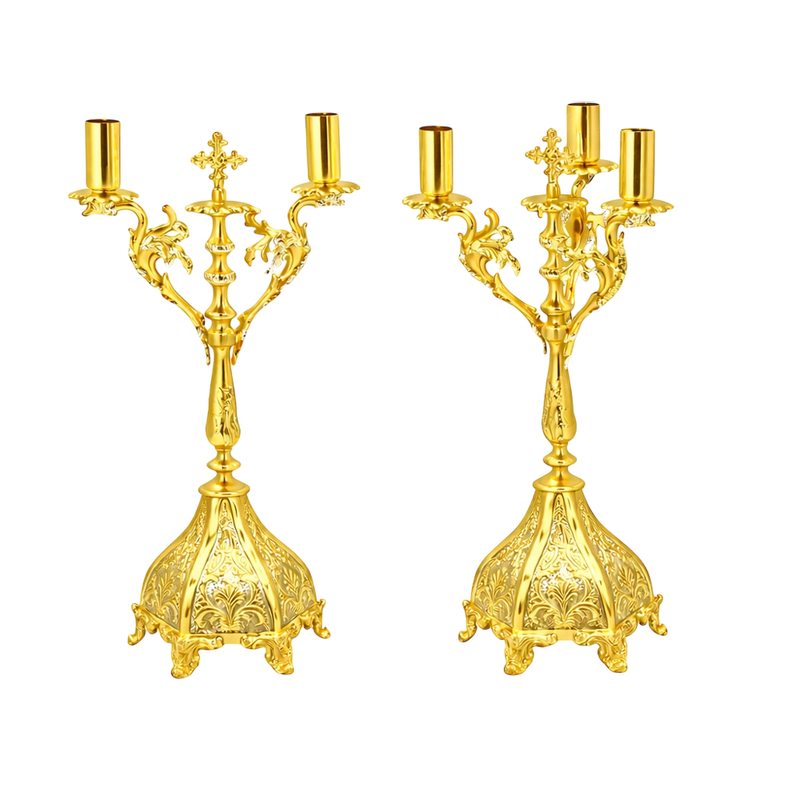 Dikirion and Trikirion — Gold Tone — 15 × 15 × 35 cm