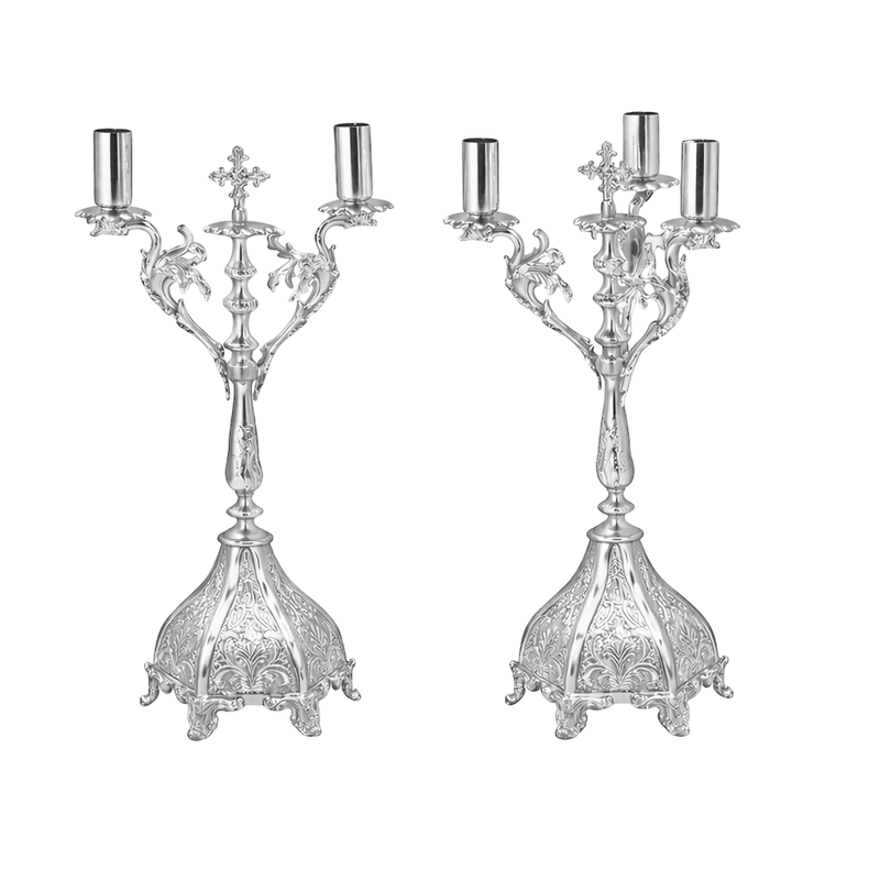 Dikirion and Trikirion — Silver Tone — 15 × 15 × 35 cm