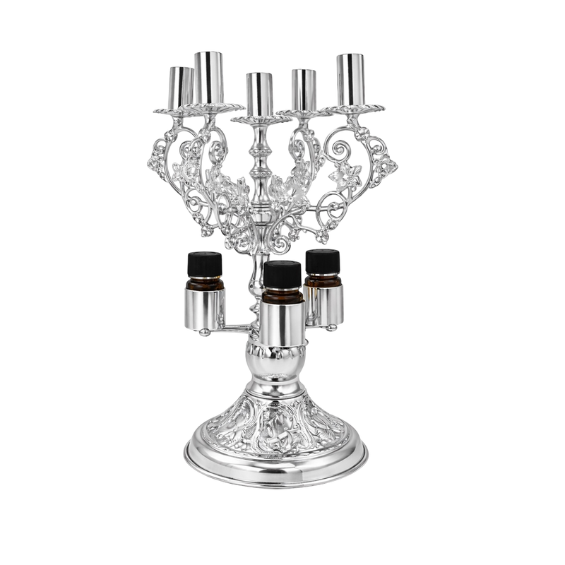 Five-Candle Artoklasia Candlestick — Silver Tone — 24 × 24 × 27 cm