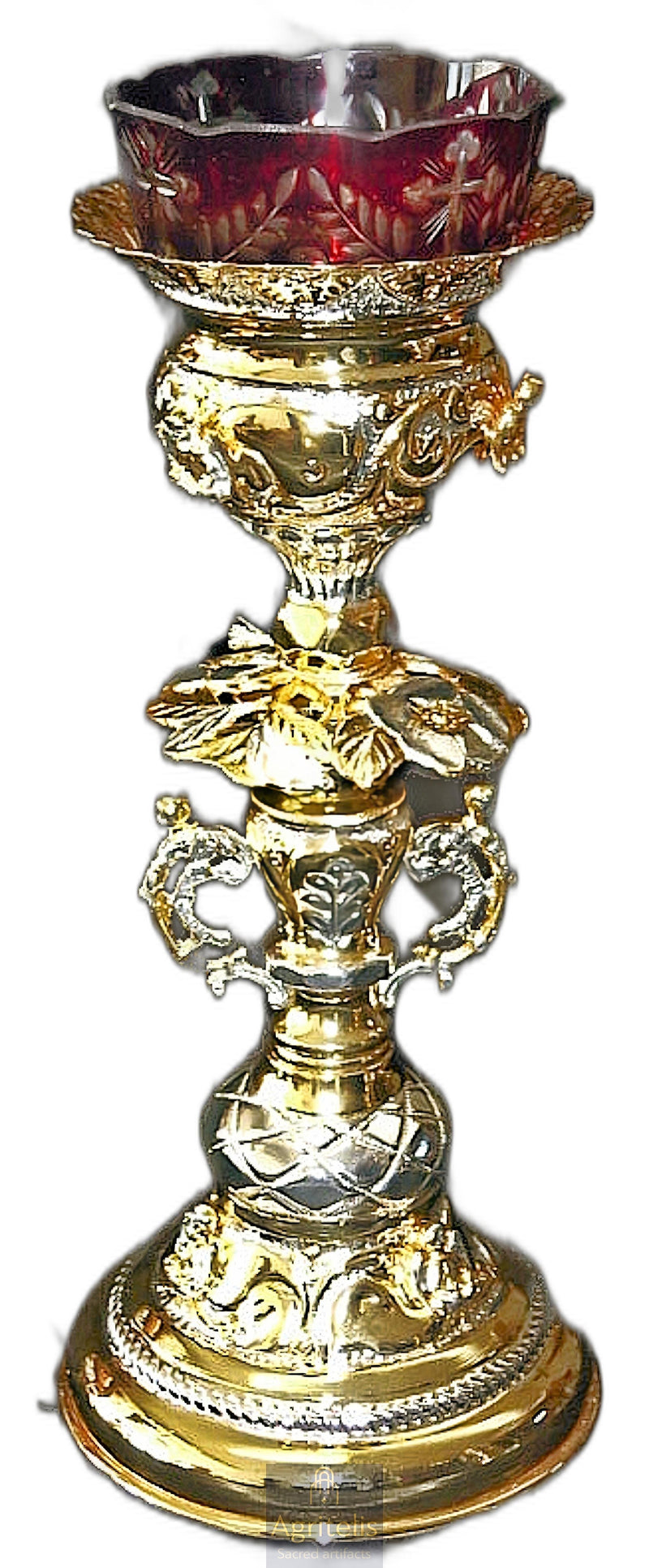 ვერცხლისფერი და მოოქროვილი უქრობი კანდელი