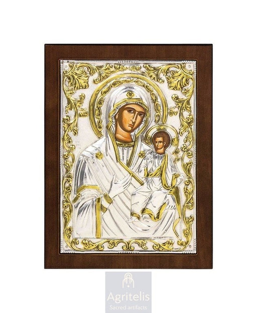 Silver Icon, Agritelis Church Supplies, ieraskevi.com, Theotokos Hodegetria — 23 x 17cm