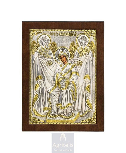 Silver Icon, Agritelis Church Supplies, ieraskevi.com, The Expectant Theotokos — 23 x 17cm