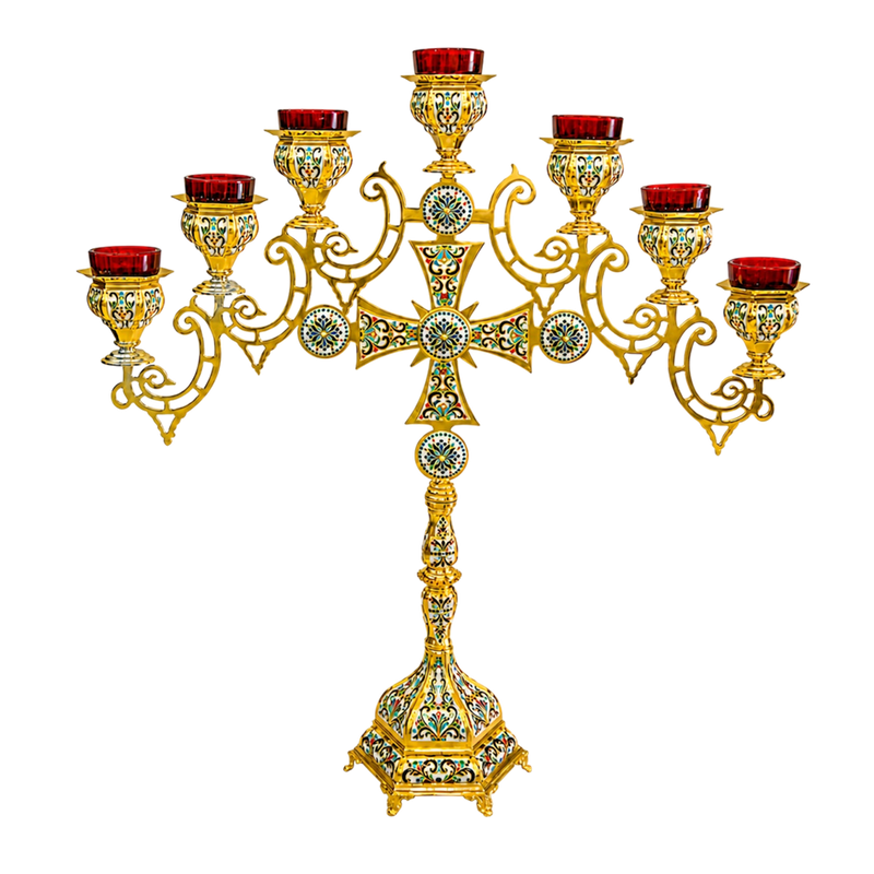 Յոթալույս լամպ կանթեղով արծնապատ — 85 × 23 × 81 cm
