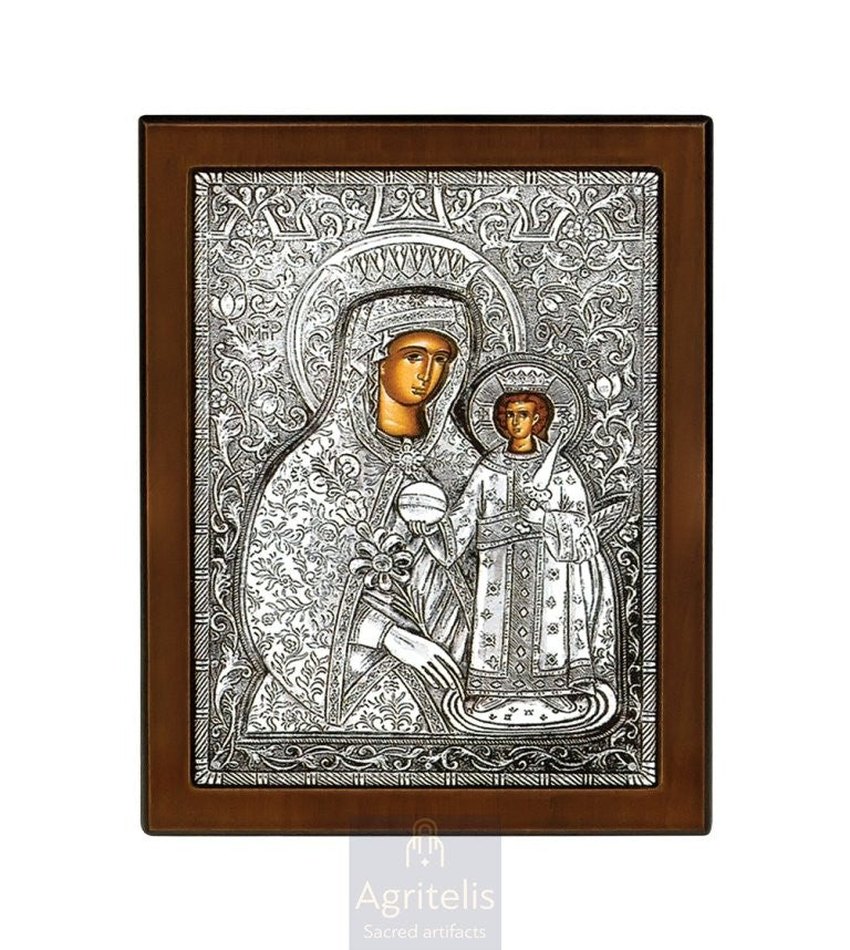 Сребрна икона, Αγριτέλης Црквене ствари, ieraskevi.com, ПРЕСВЕТА БОГОРОДИЦА ТРУДНА    23 x 17cm