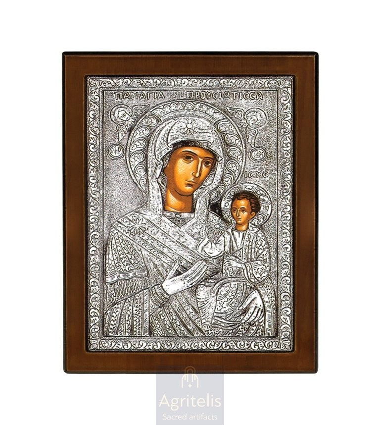 Silver Icon, Agritelis Church Supplies, ieraskevi.com, The Expectant Theotokos — 23 x 17cm