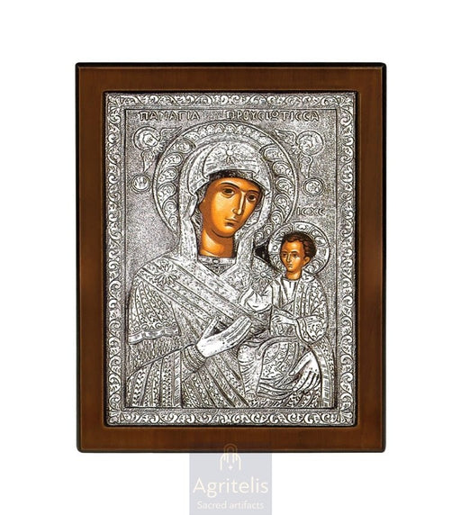 Silver Icon, Agritelis Church Supplies, ieraskevi.com, The Expectant Theotokos — 23 x 17cm