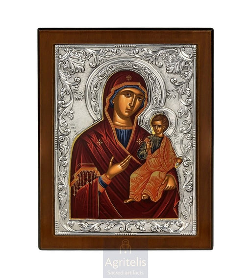 Silver Icon, Agritelis Church Supplies, ieraskevi.com, The Expectant Theotokos — 23 x 17cm