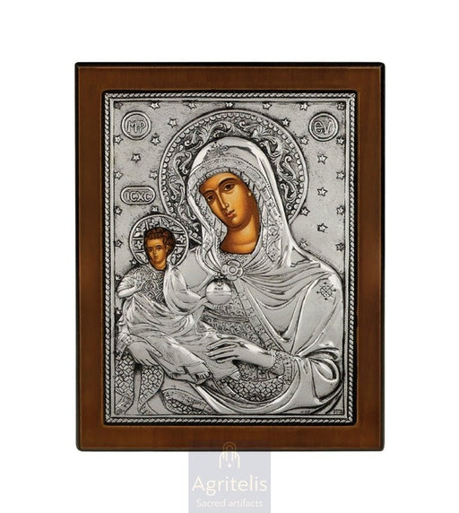 Silver Icon, Agritelis Church Supplies, ieraskevi.com, The Expectant Theotokos — 23 x 17cm