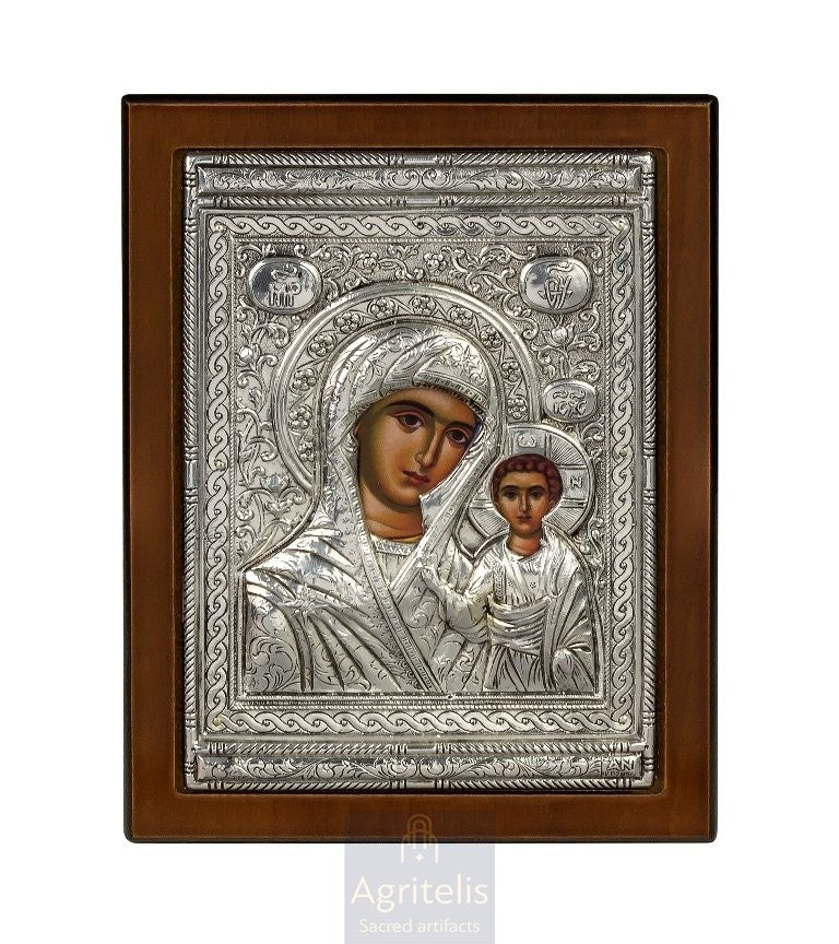 Icoană din argint, Agritelis Church Supplies, ieraskevi.com, Maica Domnului însărcinată — 23 x 17 cm