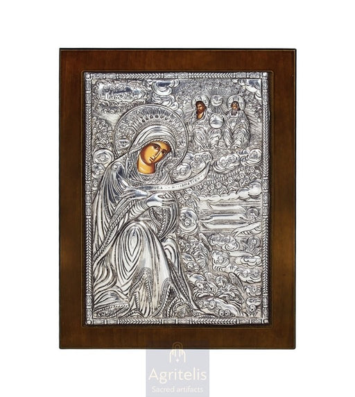 Silver Icon, Agritelis Church Supplies, ieraskevi.com, The Expectant Theotokos — 23 x 17cm