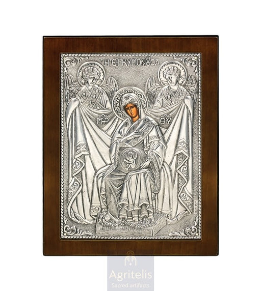 Silver Icon, Agritelis Church Supplies, ieraskevi.com, The Expectant Theotokos — 23 x 17cm