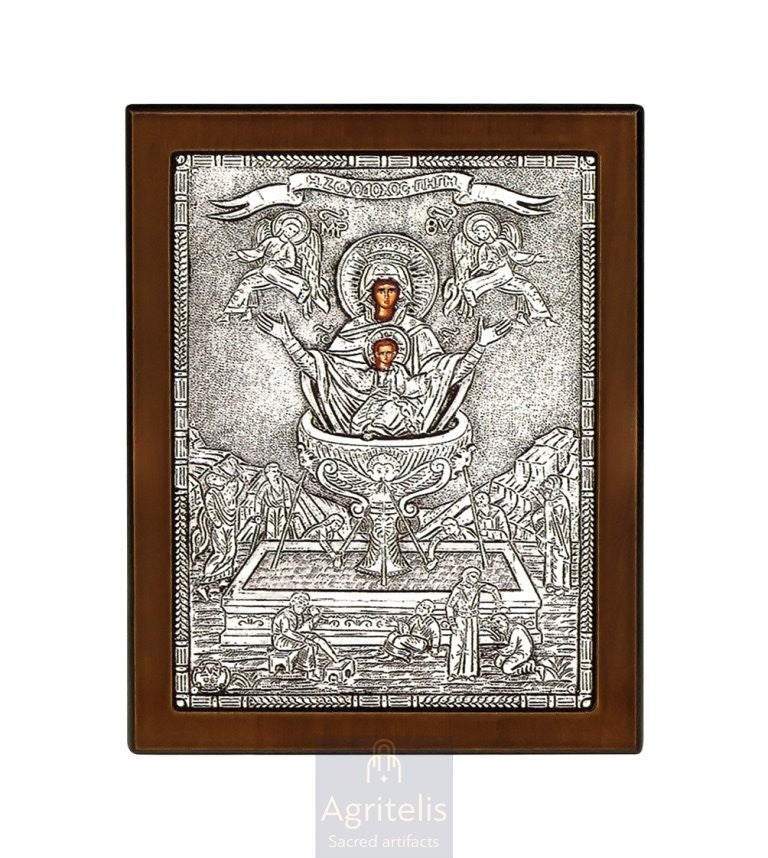 Silver Icon, Agritelis Church Supplies, ieraskevi.com, The Expectant Theotokos — 23 x 17cm