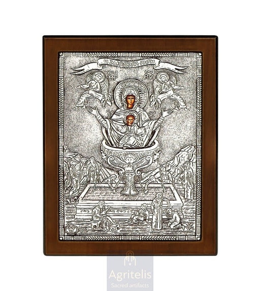 Silver Icon, Agritelis Church Supplies, ieraskevi.com, The Expectant Theotokos — 23 x 17cm