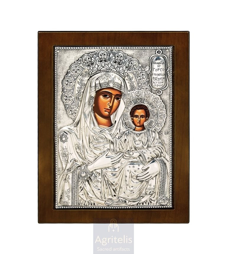 Сребрна икона, Αγριτέλης Црквене ствари, ieraskevi.com, ПРЕСВЕТА БОГОРОДИЦА ТРУДНА    23 x 17cm