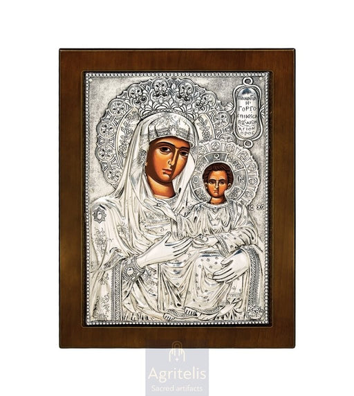 Silver Icon, Agritelis Church Supplies, ieraskevi.com, The Expectant Theotokos — 23 x 17cm
