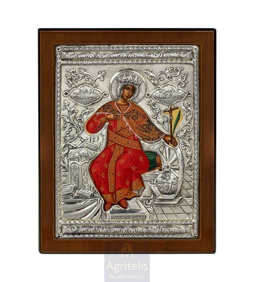 Silver Icon, Agritelis Church Supplies, ieraskevi.com, The Expectant Theotokos — 23 x 17cm