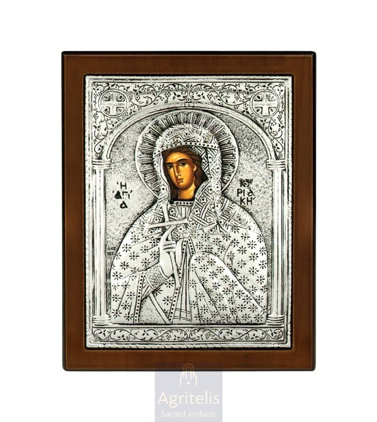 Silver Icon, Agritelis Church Supplies, ieraskevi.com, The Expectant Theotokos — 23 x 17cm
