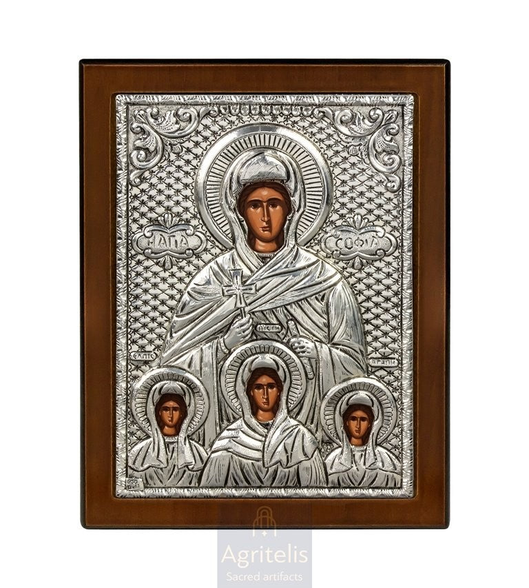 Icoană din argint, Agritelis Church Supplies, ieraskevi.com, Maica Domnului însărcinată — 23 x 17 cm