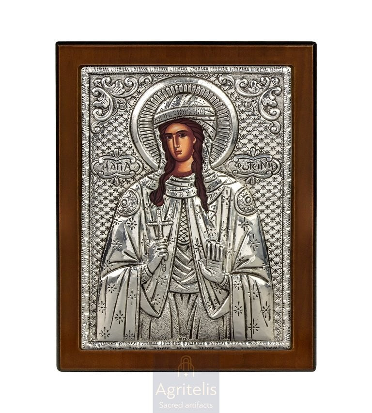 Ασημένια Εικόνα, Αγριτέλης Εκκλησιαστικά, ieraskevi.com, ΠΑΝΑΓΙΑ ΕΓΚΥΜΟΝΟΥΣΑ    23 x 17cm