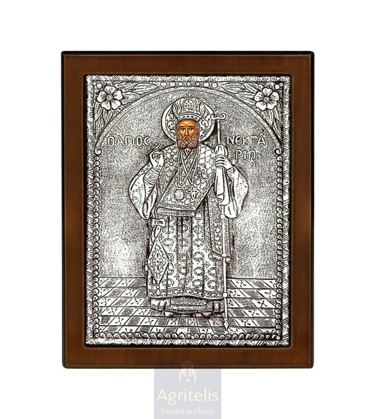 Icoană din argint, Agritelis Church Supplies, ieraskevi.com, Maica Domnului însărcinată — 23 x 17 cm