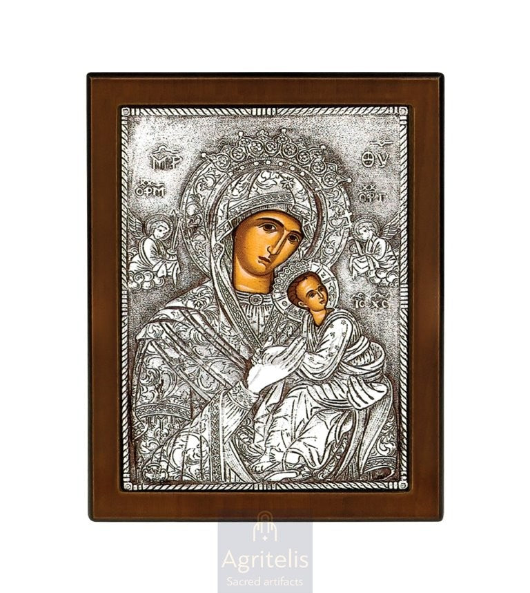 Silver Icon, Agritelis Church Supplies, ieraskevi.com, The Expectant Theotokos — 23 x 17cm