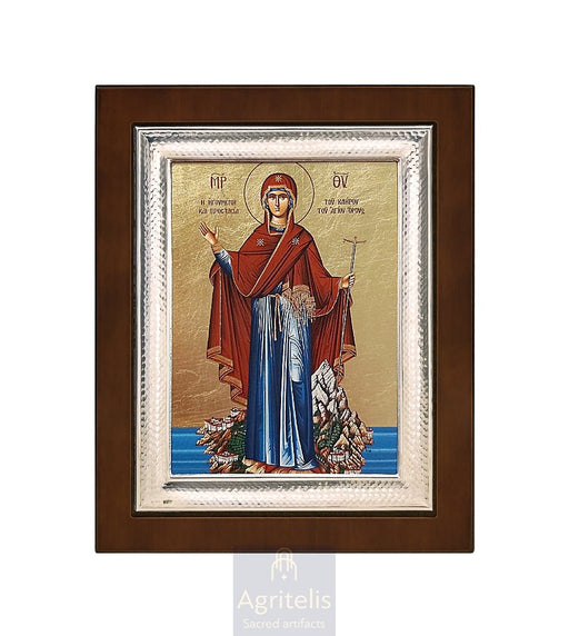 Сребрна икона, Αγριτέλης црквени предмети, ieraskevi.com, Пресвета Богородица Игуманија Свете Горе 26,5 x 21,5 cm