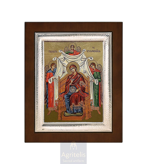 Сребрна икона, Αγριτέλης црквени предмети, ieraskevi.com, Пресвета Богородица Трудна 26,5 x 21,5 cm