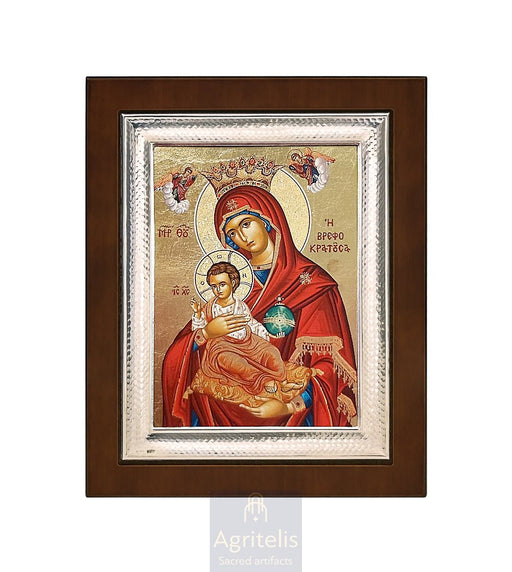Сребрна икона, Αγριτέλης црквени предмети, ieraskevi.com, Пресвета Богородица са Младенцем нова тема 26,5 x 21,5 cm