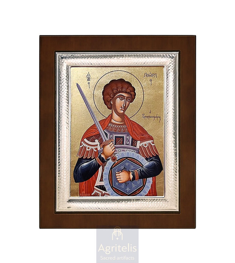 Сребърна икона, Αγριτέλης Църковни, ieraskevi.com, СВЕТИ ГЕОРГИ ПОБЕДОНОСЕЦ 26,5 x 21,5 cm