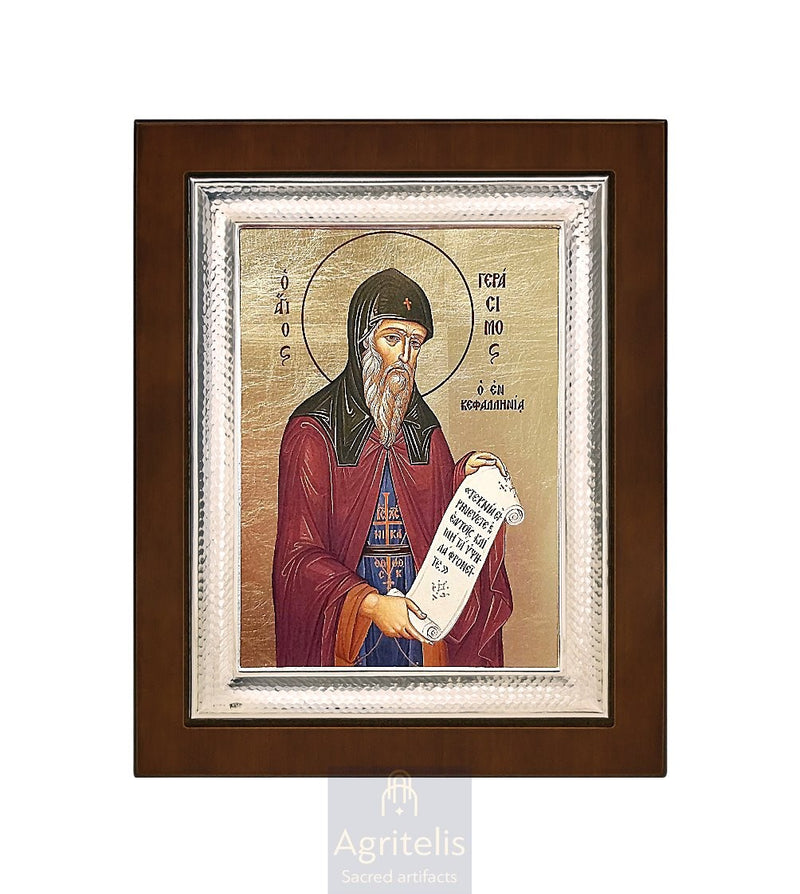 Icoană din argint, Agritelis Church Supplies, ieraskevi.com, Sfântul Gherasim — 26,5 x 21,5 cm