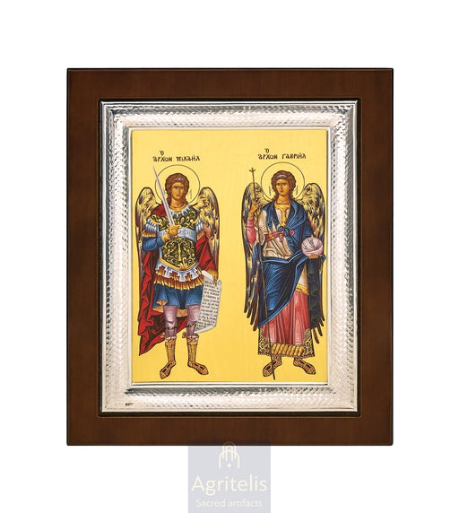 Sfinții Arhangheli — Icoană din argint 925, 26,5 × 21,5 cm