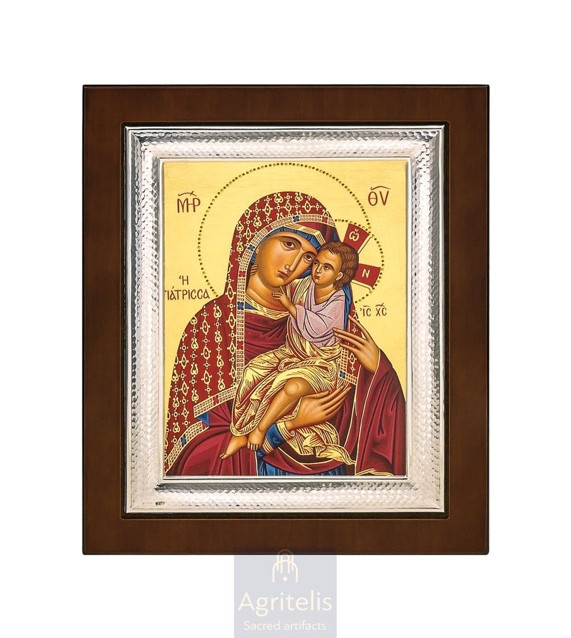 Theotokos the Healer — 925 Silver Icon, 26.5 × 21.5 cm