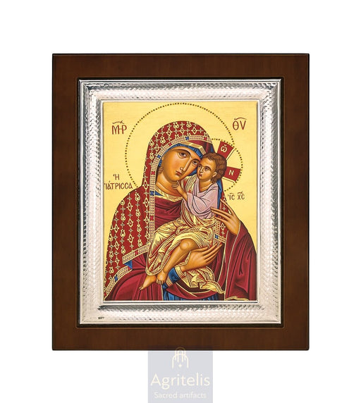 Maica Domnului Vindecătoarea — Icoană din argint 925, 26,5 × 21,5 cm