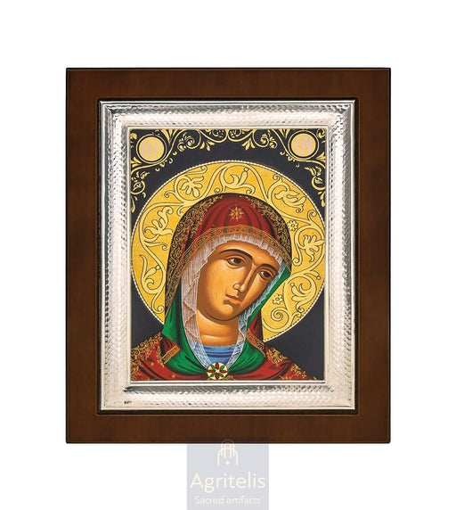 Icoană din argint, Agritelis Church Supplies, ieraskevi.com, Maica Domnului Eleousa — 26,5 x 21,5 cm