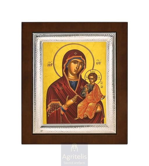 Icoană din argint, Agritelis Church Supplies, ieraskevi.com, Maica Domnului Amolyntos — 26,5 × 21,5 cm