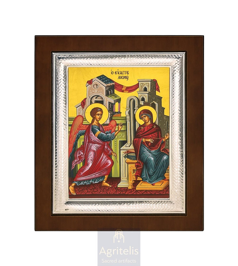 Сребрна икона, Αγριτέλης црквени предмети, ieraskevi.com, БЛАГОВЕСТИ ПРЕСВЕТЕ БОГОРОДИЦЕ 26,5 x 21,5 cm
