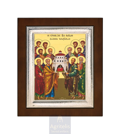 Сребрна икона, Αγριτέλης црквени предмети, ieraskevi.com, САБОР ДВАНАЕСТ АПОСТОЛА 26,5 x 21,5 cm