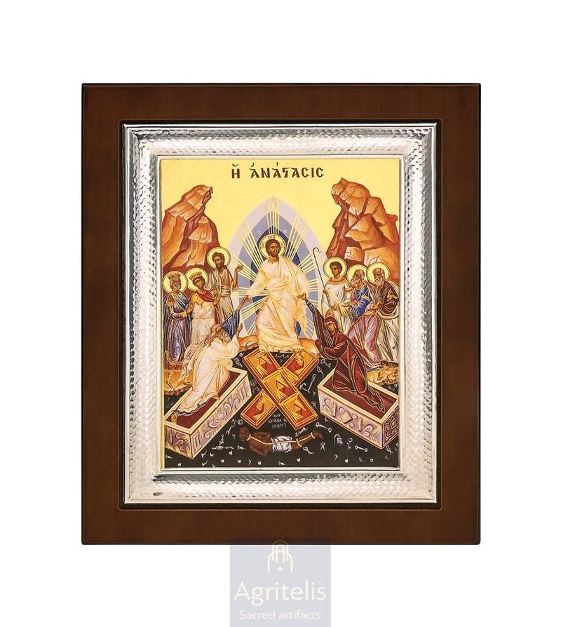 Icoană din argint, Agritelis Church Supplies, ieraskevi.com, Învierea — 26,5 x 21,5 cm