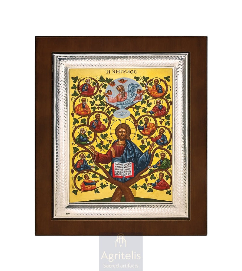 Icoană din argint, Agritelis Church Supplies, ieraskevi.com, Hristos Vița Adevărată — 26,5 x 21,5 cm