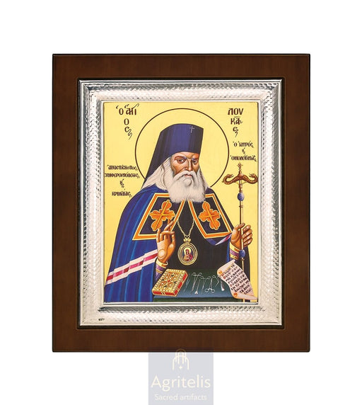 Sfântul Luca Doctorul — Icoană din argint 925, 26,5 × 21,5 cm