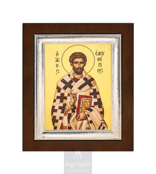Icoană din argint, Agritelis Obiecte bisericești, ieraskevi.com, Sfântul Elefterie — 26,5 x 21,5 cm