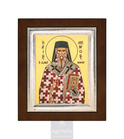 Icoană din argint, Agritelis Church Supplies, ieraskevi.com, Sfântul Dionisie — 26,5 x 21,5 cm
