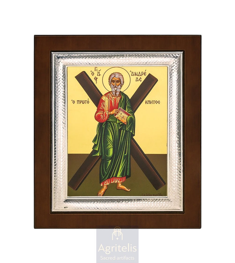 Icoană din argint, Agritelis Church Supplies, ieraskevi.com, Sfântul Andrei — 26,5 x 21,5 cm