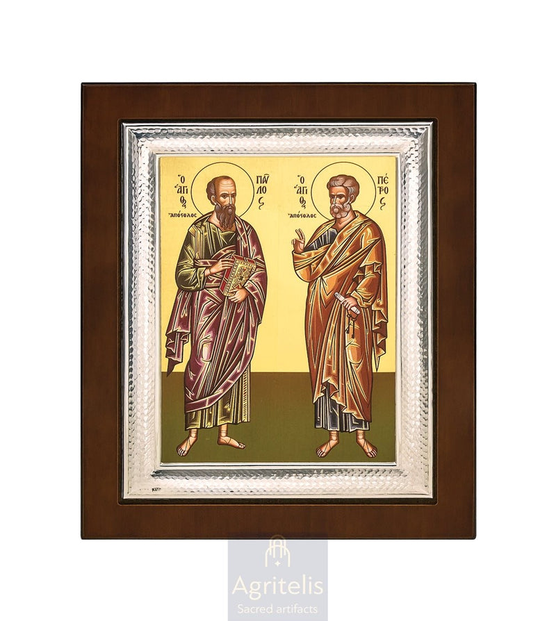 Icoană din argint, Agritelis Church Supplies, ieraskevi.com, Sfinții Petru și Pavel — 26,5 x 21,5 cm
