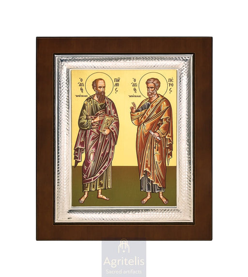 Icoană din argint, Agritelis Church Supplies, ieraskevi.com, Sfinții Petru și Pavel — 26,5 x 21,5 cm