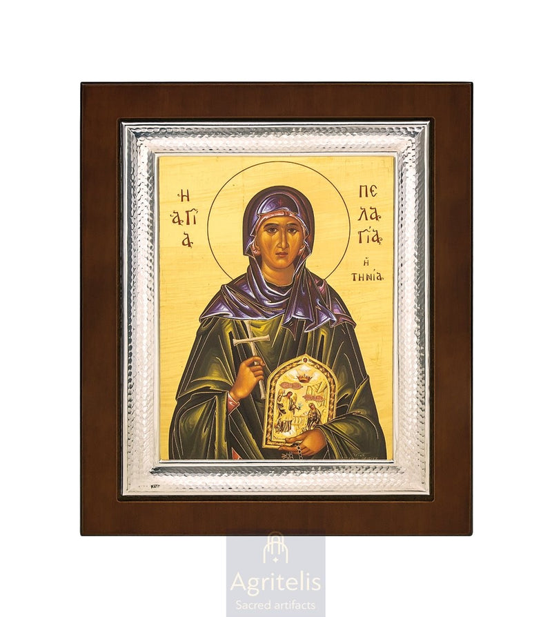 Срібна ікона, Αγριτέλης Церковне, ieraskevi.com, СВЯТА ПЕЛАГІЯ 26,5 x 21,5 cm